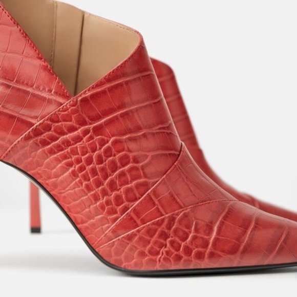 Zara Animal Print Heeled Ankle Boots - Picture 5 of 5